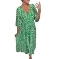 thumbnail image 1 of WTXUE Robes d'Été pour Femmes 2024, Robe Longue Décontractée Ample et Polyvalente à Col en V pour Femmes Printemps Été, Robe de Plage, Robe Florale pour Femmes, Robe Verte, Vert TG, 1 of 4