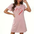 thumbnail image 2 of Fartey Women's Short Nightgown Cute Heart Graphic Sleepshirts Soft Comfy Short Sleeve Crew Neck Nightdress Casual Daily Loungewear Pink XL, 2 of 4