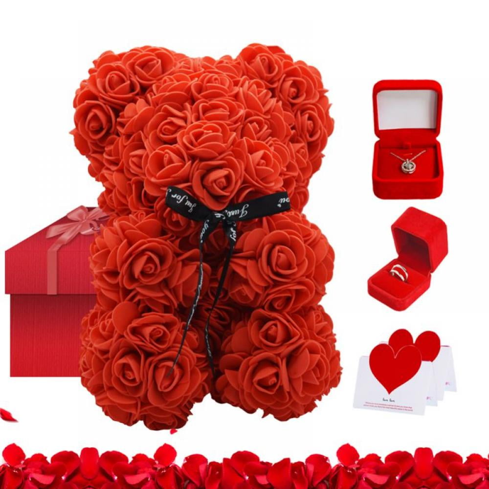 The Rose Bear Teddy Bear Cub Red Forever Artificial Rose Anniversary Christmas V 