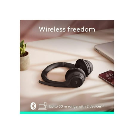Logitech - Zone 300 Wireless Bluetooth On-ear Headset With Noise-Canceling Microphone - Black