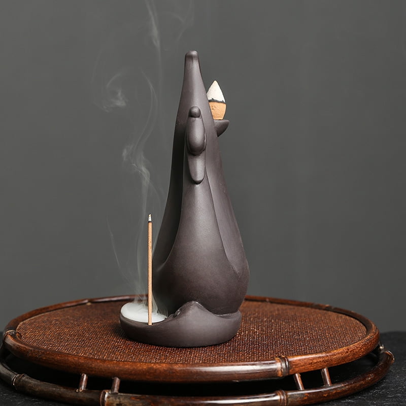 Backflow Incense Burner Creative Swan Incense Stick Holder Reverse Flow Censer Incense Waterfall Burner Ornament for Home Office Yoga Temple