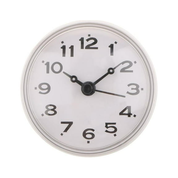 Kitchen Bathroom Bath Shower Waterproof Clock Suction Cup Wall Clock White