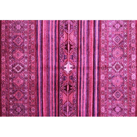 Ahgly Company Indoor Rectangle Abstract Pink Contemporary Area Rugs, 7' x 10'