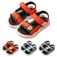 thumbnail image 4 of XYIJANI Boys Sandals Summer Beach Shoes Hook Loop Breathable Non Slip Sandals (Red,23), 4 of 4