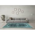 thumbnail image 3 of Ahgly Company Indoor Rectangle Medallion Light Blue Traditional Area Rugs, 2' x 5', 3 of 4