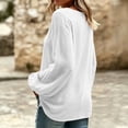 thumbnail image 7 of Admvng Top for Women Linen Cotton Long Sleeve Casual Round Neck Pullover Blouse, 7 of 7