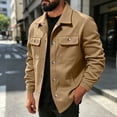 thumbnail image 5 of Riecok Cargo Jacket Men Long Sleeve Button down Coats Lapel Collar Jackets Casual Fall Outerwear with Pocket L, 5 of 8