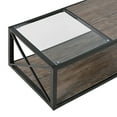 thumbnail image 4 of Tempered Glass Top Coffee Table-Industrial Style, Natural Wood MDF Top, 4 of 11