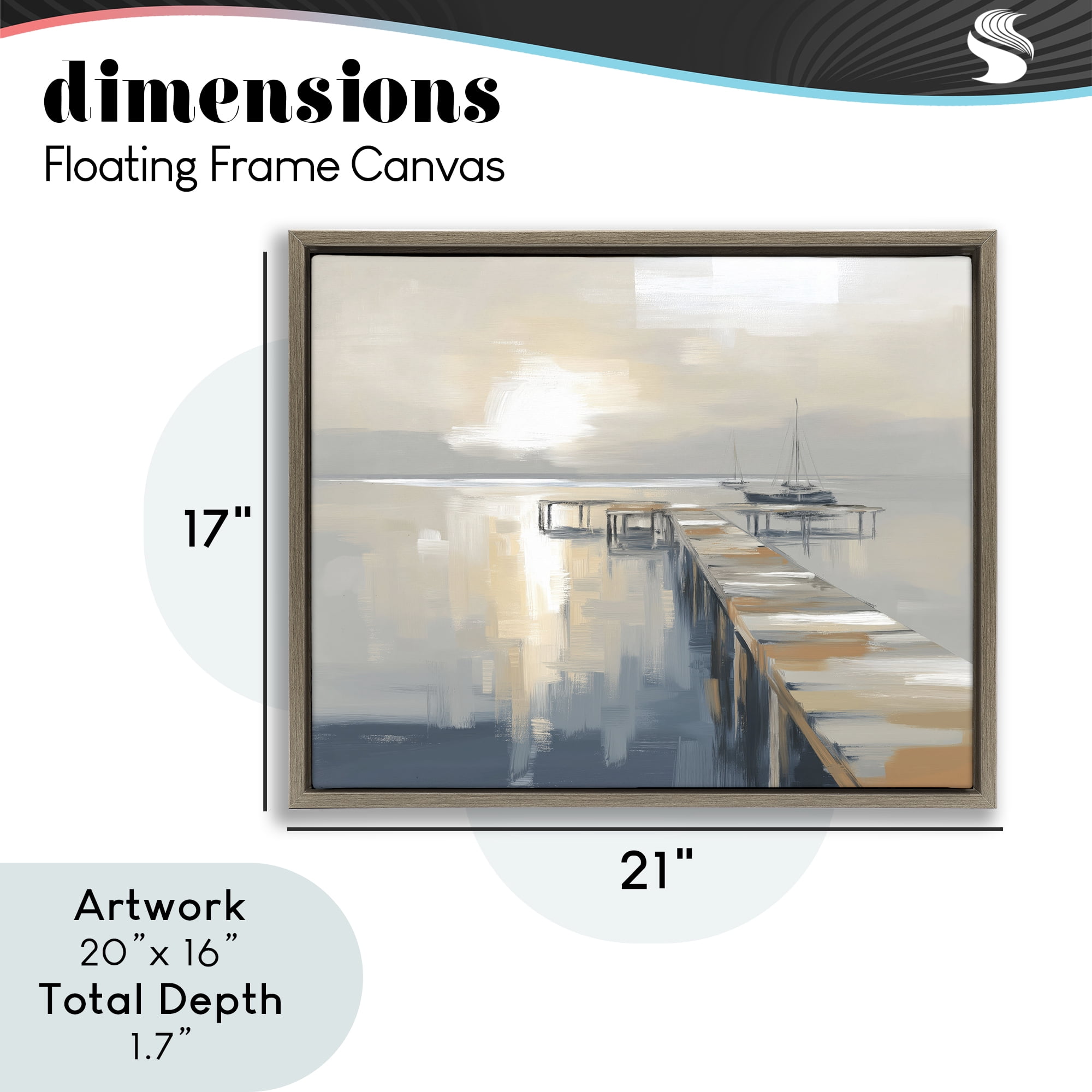 Stupell Industries Pier with Sailboat Seascape Brown Framed Floater Canvas Wall Art, design by Kim Curinga