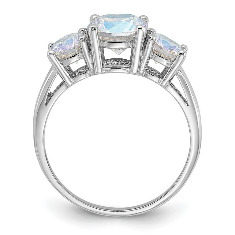 Sterling Silver Iridescent CZ 3-Stone Ring Sterling Silver Iridescent CZ 3-Stone Ring