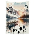 thumbnail image 2 of Ambesonne Lake Outdoor Tablecloth, Mountain and Paint Splatter, 58"x84", Peach and Pale Slate Blue, 2 of 2