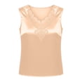 thumbnail image 5 of DYTTDG Women's Satin V-Neck Tank Top, Sleeveless Lace Trim Camisole with Embroidery Detail, Solid Color Summer Blouse for Daily Wear, 5 of 7