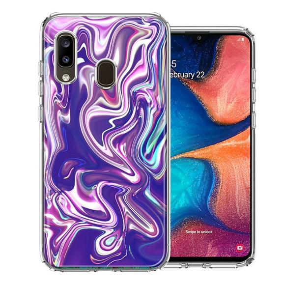 MUNDAZE For Samsung A20 Purple Paint Swirl Design Double Layer Phone Case Cover