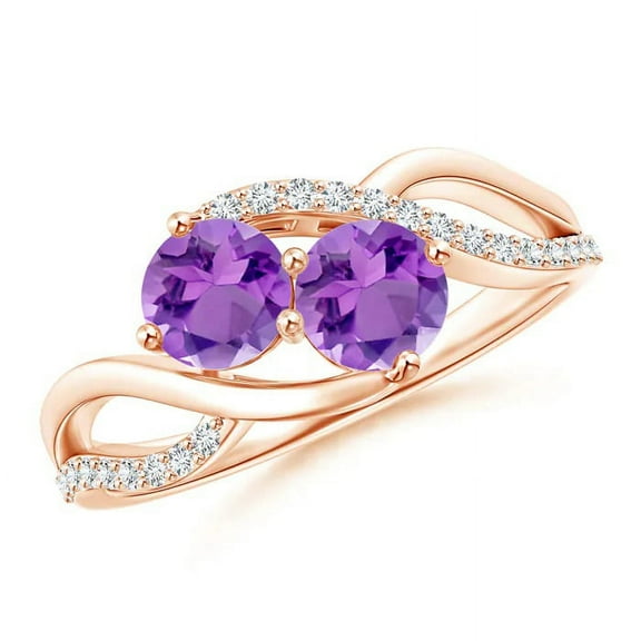 Art Deco Round 0.60 Ctw Amethyst Gemstone 925 Sterling Silver Rose Plated Women Engagement Halo Ring