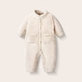 thumbnail image 4 of Mgmyaa Baby Winter Romper Warm Jumpsuit with Snap Closure Stand Collar Long Sleeve Infant Outfit for Boys Girls 3-24 Months, 4 of 7