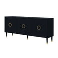 thumbnail image 2 of Luana Black Sideboard/Buffet - 3 Doors, Brushed Finish Gold Handle and Leg Tip, 3 Adjustable Shelves, 2 of 10