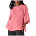 thumbnail image 1 of Hauts d'Été pour Femmes Élégants avec Manches 3/4 et Col Rond en T-Shirts Unis Confortables pour Femmes Rose TTG, 1 of 4