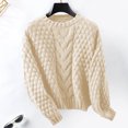 thumbnail image 6 of HAiming Hollow out Knitted Sweater for Women Long Sleeve Crewneck Retro Casual Loose Lightweight Pullover Jumper Tops, 6 of 7