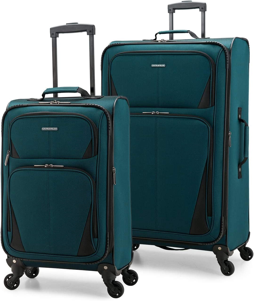 U.S. Traveler Aviron Bay Expandable Softside Luggage Set with Spinner Wheels, Teal, 2 Piece (22/30)