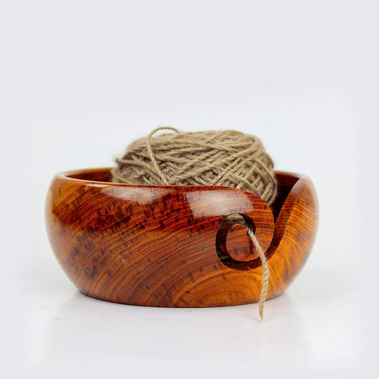 Wooden Yarn Bowl, 6 X 3 Inches Knitting Yarn Bowls with Holes