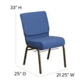 thumbnail image 3 of Flash Furniture Hercules Series 21"W Upholstered Adult Church Chair with Book Rack, Blue, 3 of 11