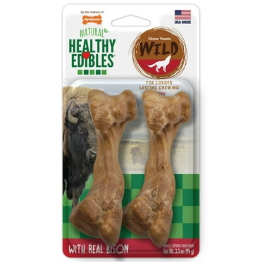 Nylabone Healthy Edibles WILD All-Natural Long Lasting Chew Treats Bison Medium/Wolf - Up to 35 lbs. (2 Count)