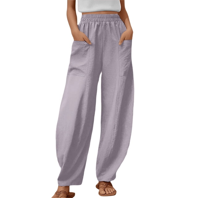 Pantalon Large Décontracté pour Femmes avec Poches - Léger, Respirant, Polyester, Adapté à Plusieurs Saisons