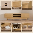 thumbnail image 5 of Tolead 59" Mid - Century Modern TV Stand – Natural Wood Low Profile Media Console with Sliding Fluted Doors for 55/60/65 Inch TVs, Stylish Entertainment Center for Living Room & Bedroom, 5 of 6