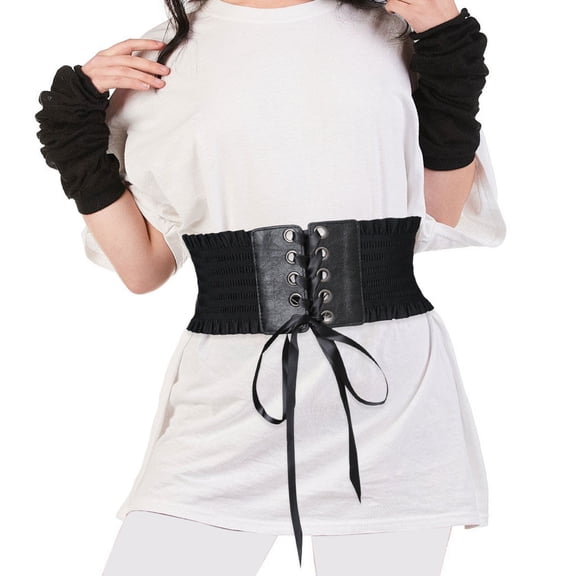 1PC Waist Belt Black Wide BeltRetro Waist Accessories Elastic Elasticity Lace Up Stretch Costume Accessory