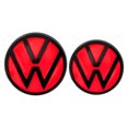 thumbnail image 1 of 2pcs/set mirror Car Front Grill Badges Rear Trunk Emblem Lid Covers Stickers Replacement For Golf 4 Motion GTI MK5 black red, 1 of 6