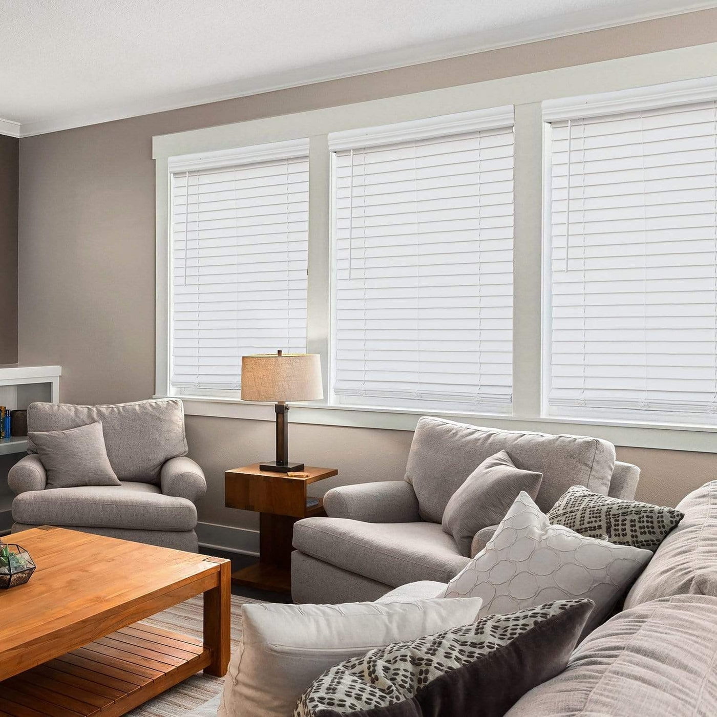 Chicology Faux Wood Blinds , Window Shades , Window Treatments , White, 29.5"W X 48"H