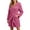 Hot Pink, variant on Bathrobe for Women Solid Color Coral Fleece Long Sleeve Shawl Collar Wrap Hooded Cozy Loungewear with Belt & Pockets,L