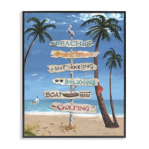 Stupell Industries Tropical Summer Fun Activities Black Framed Giclee Art, 11 x 14, by Gail Fraser