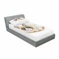 thumbnail image 3 of Ambesonne Animal Fitted Sheet & Pillow Sham Set, Grumpy Angry Cat Love, Queen, Brown and Beige, 3 of 3