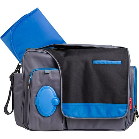 Fisher-Price Messenger Diaper Bag, Black/Blue - 0