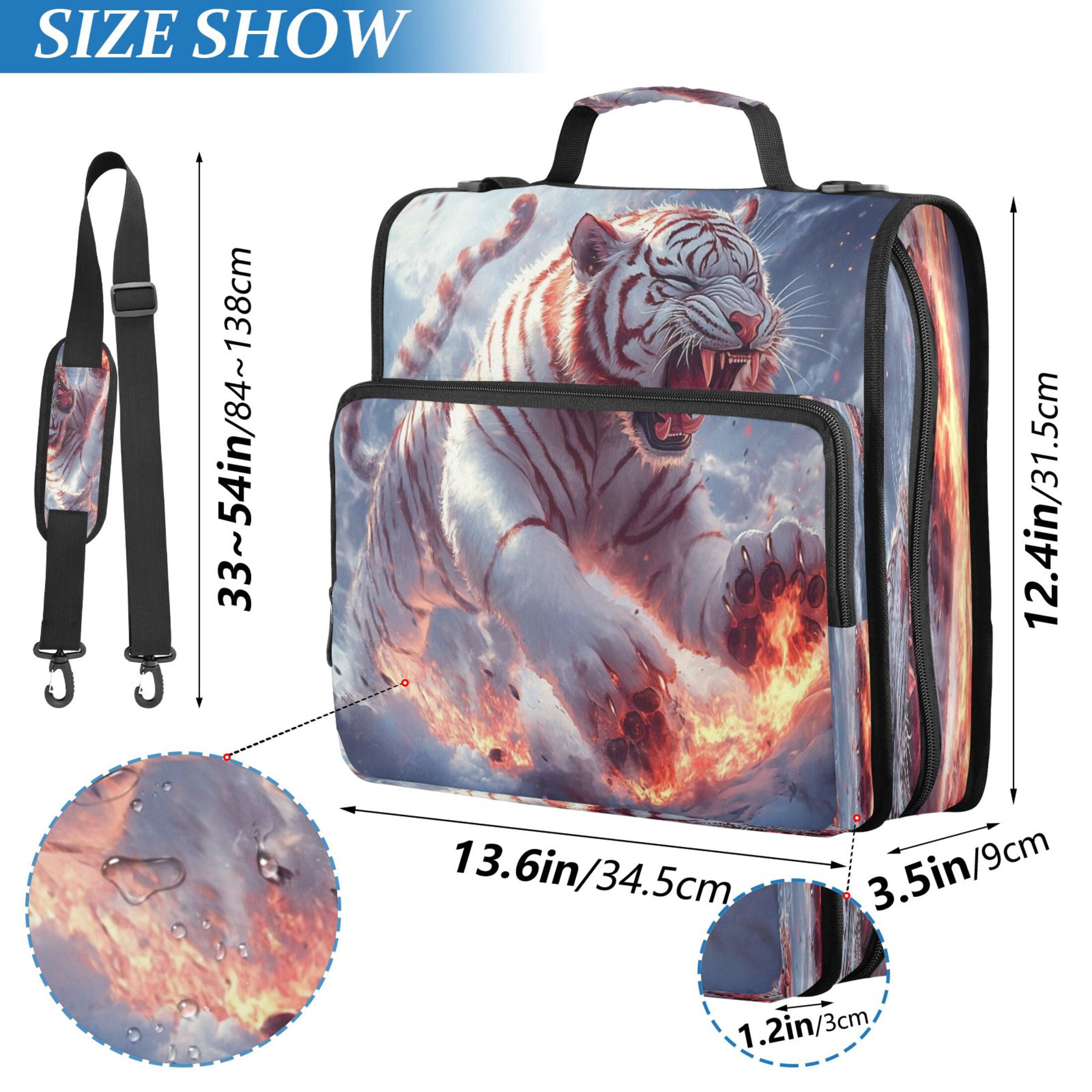 YAZAOO Zipper Binder trapper keeper Documents Organized Design Tiger's Fury Printed
