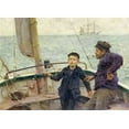 thumbnail image 2 of Tuke, Henry Scott 18x14 Gold Ornate Wood Framed with Double Matting Museum Art Print Titled - The Steering Lesson, 2 of 4