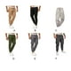 thumbnail image 4 of Qarigey Pantalones de algodón para hombre, informales, de Color sólido, elegantes, con varios bolsillos, lavables, con cordón, cintura Prendas para la parte inferior del cuerpo Caqui 4XL, 4 of 6