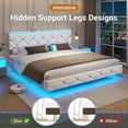 thumbnail image 5 of LED Floating Bed Frame King Size with LED Lights and Charging Station,Modern Upholstered Platform Bed Frame with Leather Headboard,Noise Free,White, 5 of 8