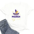 thumbnail image 5 of Ounisa Womens Tops Mardi Gras Sweatshirts Carnival Sweatshirt Funny Mask Graphic Short Sleeve Shirts Fat Tuesday Pullover, 5 of 6