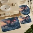 thumbnail image 6 of Watercolor Castle Magic Dragon 4 Pcs Waterproof Shower Curtain Set,Vintage Western Mid Century Architecture Anime Dragon with Waterproof Toilet Cover Shower Mat Rugs, 6 of 8