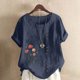thumbnail image 5 of Camisetas de Manga Corta para las Mujeres Impreso Botón de Manga Corta Camiseta Blusa Poliéster, Ropa Casual Mirar Superior para las Mujeres, 5 of 8
