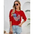 thumbnail image 2 of Cogild Sweaters for Womens Celebrate Independence Day in Style Cozy American Flag Heart Knitted Sweater for 4th of July Long Sleeves Crew Neck Tops, 2 of 4