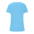 thumbnail image 6 of Summer Saving Wycnly Womens Tops Button Down Plus Size Comfy Knitted Ribbed Tunic Shirts Summer Casual Solid V-Neck Short Sleeve Blouse Blue XXL, 6 of 6