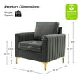 thumbnail image 6 of Velvet Upholstered Club Accent Chairs Set of 2 Lounge Armchairs Single Sofa Removable Backrest Golden Legs Home Living Room Grey, 6 of 6
