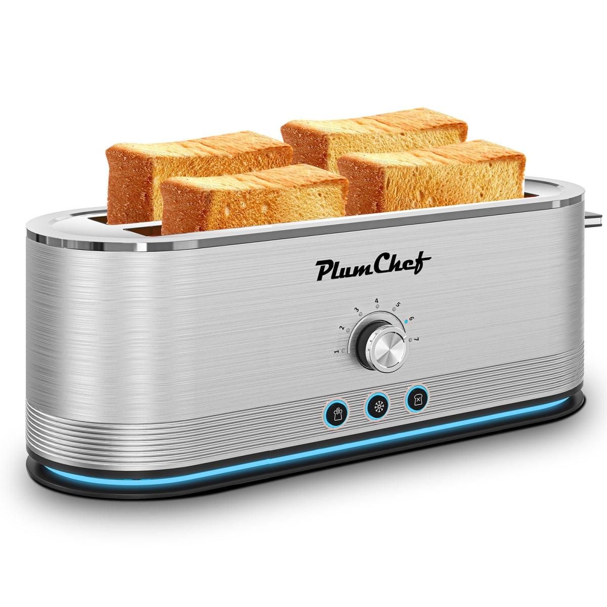 4-Slice Toaster, 7 Browning Settings, Defrost/Reheat Functions, Removable Crumb Tray, Full body Stainless Steel Housing 1350W,Anti-Fingerprint  Anti-Jam stainless steel