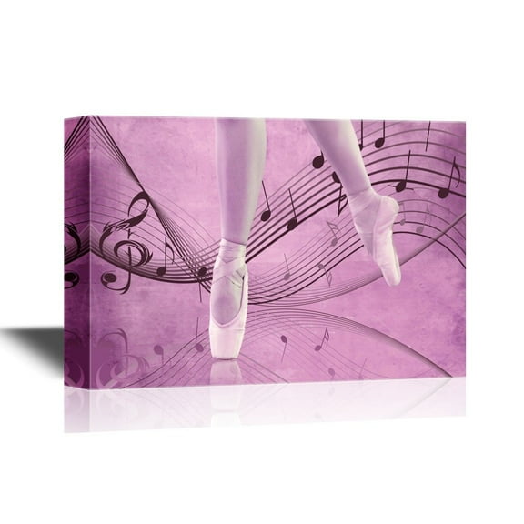 wall26 - Canvas Wall Art - Ballerina Dancing on Single Foot with Ballet Toe Shoes - Gallery Wrap Modern Home Art | Ready to Hang - 16x24 inches
