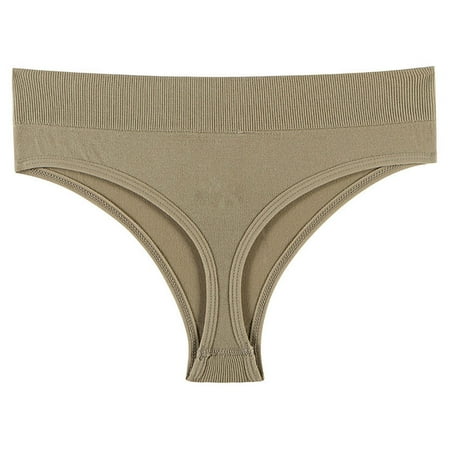 Budget-Friendly: Women Panty  Bragas de Ropa Interior para Dama  Women s Solid Color Thong Libido Plus Size T-back Briefs Sexy Underpants SOPATENOR Khaki XL