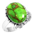 thumbnail image 1 of 925 Silver Ring For Women - Teens Copper Green Turquoise Stone Silver Ring Size 13 Handmade Silver Ring Size 13 Gift For Ladies On Engagement 925 Gemstone Silver Jewelry, 1 of 6
