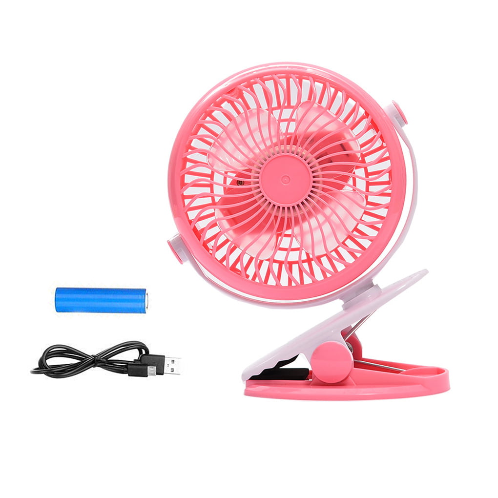 KXA USB Fan Clip Charging Rotating Portable Desktop Silent Table Fan Student Dormitory-Pink